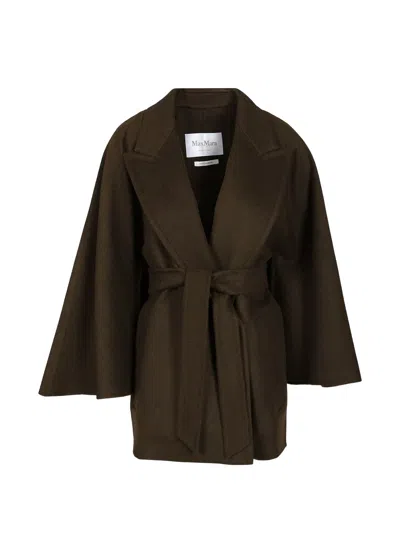 Max Mara Belted Oversized Coat In Green
