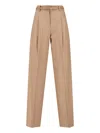 Max Mara Straight Trousers With Pleated Front And Pockets In Brown
