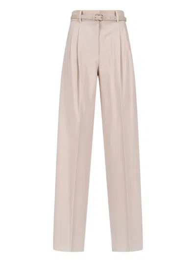 Max Mara Belted Pants In Neutral