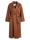 Max Mara Belted Patch-pocket Coat In Brown