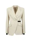 Max Mara Belted Peak-lapel Blazer In Neutral
