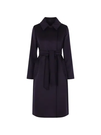 Max Mara Belted Pick-stitch Coat In Black