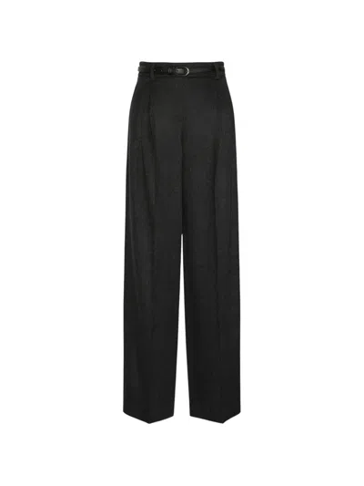 Max Mara Belted Pleated Tailored Trousers In Black