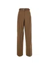 Max Mara Studio High-cut Wool-blend Pants With Matching Belt In Brown