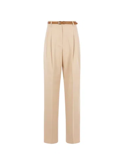 Max Mara Belted Pleated Trousers In Neutral