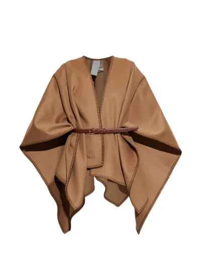 Max Mara Belted Poncho In Brown