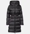 Max Mara Belted Quilted Down Coat In Black
