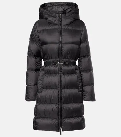 Max Mara Belted Quilted Down Coat In Black