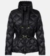 Max Mara Belted Quilted Down Jacket In Black
