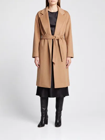 Max Mara Belted Robe Coat In 100% Pure Cashmere In Brown