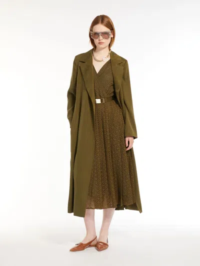 Max Mara Belted Satin Duster Coat In Green