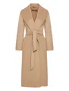 Max Mara Belted Shawl-collar Coat In Brown
