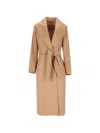 Max Mara Belted Shawl-collar Coat In Neutral