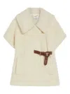 Max Mara Cape In Alpaca And Wool Teddy Fabric In Neutral