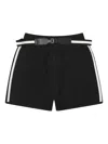 Max Mara Belted Side-stripe Shorts In Black
