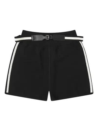 Max Mara Belted Side-stripe Shorts In Black