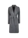 Max Mara Belted Single-breasted Coat In 그레이