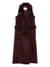 Max Mara Belted Sleeveless Coat In Red