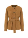 Max Mara Belted Suede Jacket In Brown