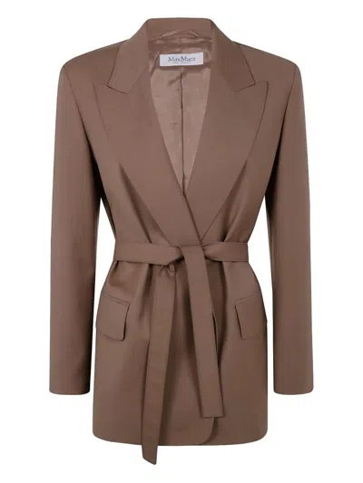 MAX MARA BELTED "TALENTO" JACKET,2521046101600 010 NUT
