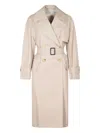 Max Mara Belted Trench Coat In Neutral