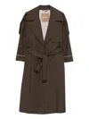 Max Mara Collared Trench Coat In Green