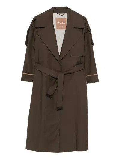 Max Mara Belted Trench Coat In Green