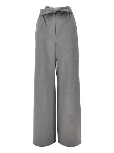 Max Mara Salpa Virgin Wool Wide-leg Pants In Gray