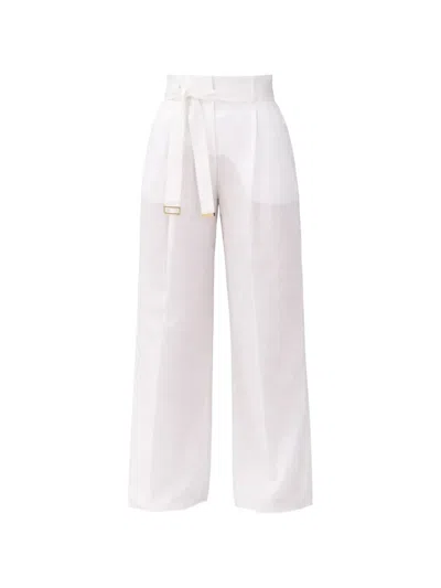 Max Mara Belted Trousers In White