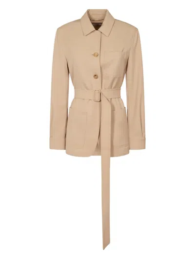 Max Mara Tailored Waist Jacket With Classic Collar In Neutral
