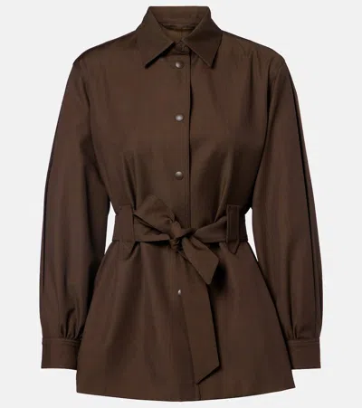 Max Mara Belted Virgin Wool Blazer In Brown