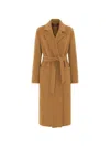 Max Mara Belted Virgin Wool Coat In Brown