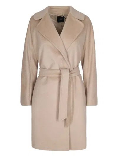 Max Mara Belted Virgin-wool Coat In Neutral