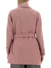 Max Mara Belted Virgin Wool Jacket In Pink