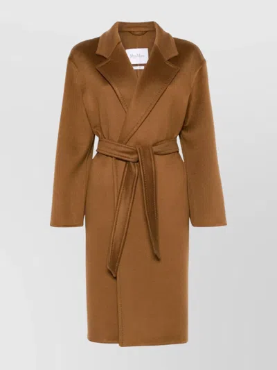 Max Mara Belted Waist Camel Coat With Detachable Belt In Brown