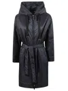 Max Mara Belted Waist Coat With Hood In Black