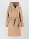 Max Mara Belted Waist Hooded Jacket Pockets In Multi