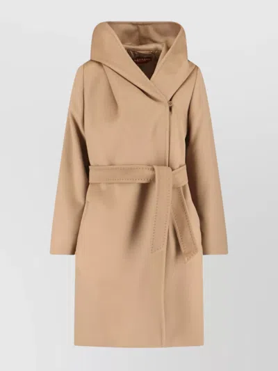 Max Mara Belted Waist Hooded Jacket Pockets In Multi