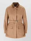 Max Mara Belted Waist Jacket Corduroy Collar In Brown