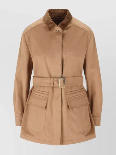MAX MARA BELTED WAIST JACKET CORDUROY COLLAR