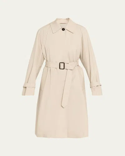 Max Mara Belted Water-repellent Twill Trench Coat In Brown