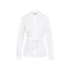Max Mara Belted Button-up Long-sleeved Shirt In White