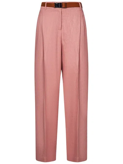 Max Mara Belted Wide Leg Trousers In Pink
