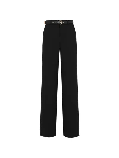Max Mara Belted Wide-leg High-waisted Trousers In Black