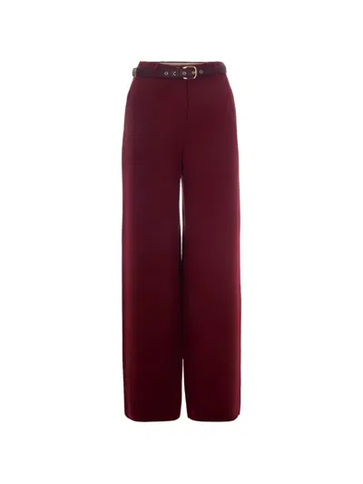Max Mara Red Relaxed Flat Front Pants In Burgundy