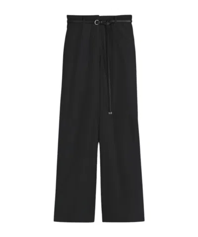 Max Mara Belted Wide-leg Trousers In Black