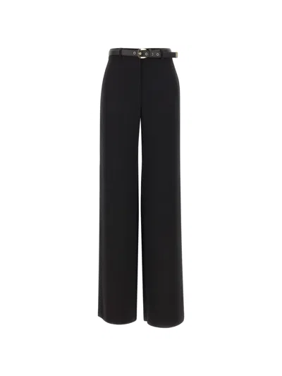 Max Mara Belted Wide-leg Trousers In Black
