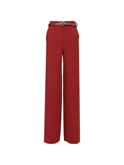 Max Mara Belted Wide-leg Trousers In Red