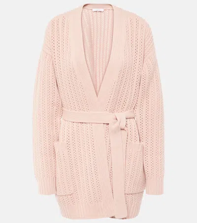 Max Mara Belted Wool And Cashmere Cardigan In Beige