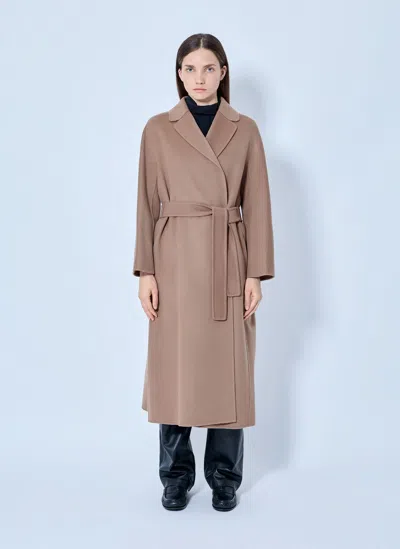 Max Mara Belted Wool Blend Coat In Camel